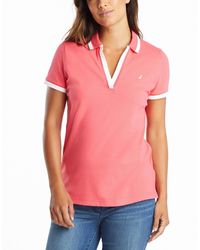Nautica - Classic Fit Striped V-Neck Collar Stretch Cotton Polo Shirt Poloshirt - Lyst