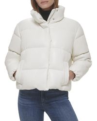 Calvin Klein - Short Faux-leather Puffer Jacket - Lyst