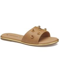 Johnston & Murphy - Shayla Stone Slide Tan Full Grain Leather- Size 9m - Lyst