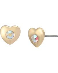 Betsey Johnson - Jewelry Glam Heart Stud Earrings - Lyst