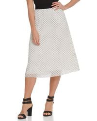 DKNY - High Rise Waist Pull On Pleated Midi Skirt - Lyst