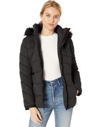 guess long down jacket with faux fur