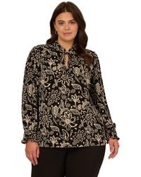 Adrianna Papell - Plus Size Ruffle Tieneck Long Sleeve Top - Lyst