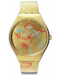 Swatch - Casual Yellow Bio-sourced Quartz Watch Dragon In Gold - Lyst