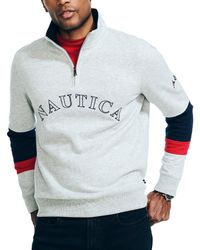 Nautica - Sustainably Crafted Quarter-zip Colorblock Sweatshirt - Lyst