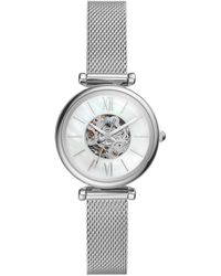 Fossil Carlie Mini Automatic Stainless Steel Mesh Three-hand Watch - Save  43% - Lyst