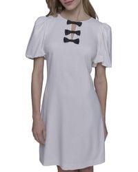 Karl Lagerfeld - Paris Above The Knee Puff Sleeve A Line Dress - Lyst