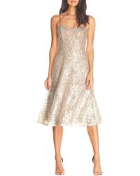 Dress the Population - Womens Antonia Sequin Lace Fit & Flare Midi Dress - Lyst