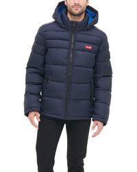 Levi's - Mens Mid-length Quilted Performance Hoody Puffer Jacket Down Alternative Coat - Lyst