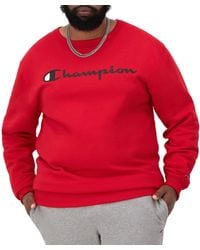 Champion - , Powerblend, Fleece Midweight Crewneck Sweatshirt(reg. Or Big & Tall), Team Red Scarlet Script, Xx-large - Lyst