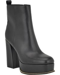 Nine West - Loraine 3 Faux Leather Block Heel Ankle Boots - Lyst