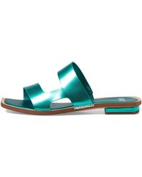 Franco Sarto - Sarto S Emily Open Toe Flat Sandal Metallic Aqua 8.5 M - Lyst