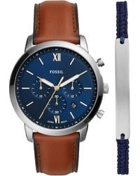 Fossil - Neutra Quartz Stainless Steel Chronograph Watch Bracelet Set - Lyst
