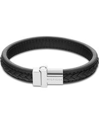 Tommy Hilfiger - Jewelry Magnetic Braided Stainless Steel & Brown Leather Bracelet Color: Brown - Lyst