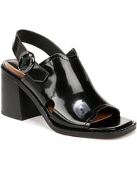 Franco Sarto - S Amy Slingback Block Heel Peep Toe Sandal Black Leather 5 M - Lyst