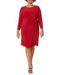 Kasper - Plus Size Anise Faux Wrap Dress Fire Red - Lyst