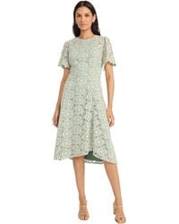 Maggy London - Blooming Trellis Lace High Low Midi Scalloped Short Sleeve A Line Wedding Guest Cocktail Dress - Lyst