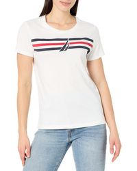 Nautica - Short Sleeve Crewneck Stripe Logo T-shirt - Lyst
