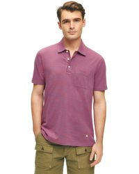 Brooks Brothers - Regular Fit Cotton Jersey Feeder Stripe Short Sleeve Polo - Lyst