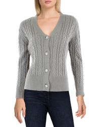 Anne Klein - Cable Cardigan W Jewel Buttons - Lyst