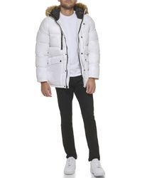 Guess - Mid-weight Puffer Jacket With Removable Fur Hood - Lyst