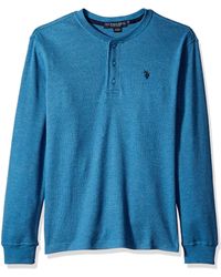 Little Boys Long Sleeve Thermal Henley Pullover Bright Cobalt Polo Assn U.s