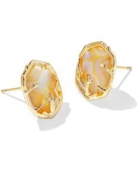 Kendra Scott - , S, Daphne Coral Frame Stud Earrings, Gold Iridescent Abalone, One Size - Lyst