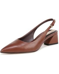 Franco Sarto - S Racer Slingback Low Block Heel Pointed Toe Pump Acorn Brown Leather 9 M - Lyst