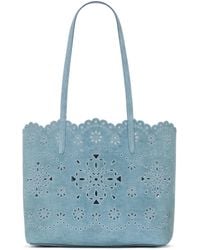Kate Spade - Do It All Spade Flower Perforated Denim Large Tote Bag Tote Handbags, Leather/Suede - Lyst