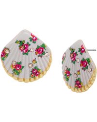 Betsey Johnson - S Floral Shell Button Earrings - Lyst