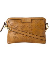 Orla Kiely - Sixties Stem Punched Leather Poppy Bag - Lyst