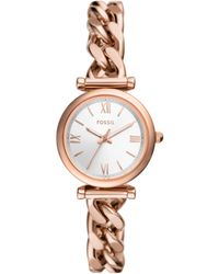 Fossil - Carlie Mini Quartz Stainless Steel Three-hand Dainty Rose Gold Watch - Lyst