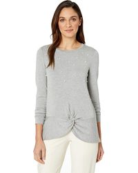 Kensie Drapey French Terry Pearl Sweatshirt - Gray