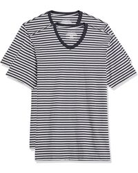 Amazon Essentials Slim-fit Short-sleeve Stripe V-neck T-shirts - Black