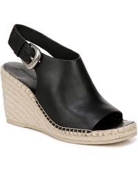 Vince - S Gabriela Buckle Strap Wedge Espadrille Black Leather 9 M - Lyst