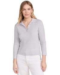 Vince - S Ribbed Button 3/4 Sleeve Polo - Lyst