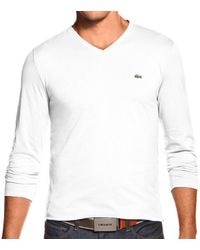 Lacoste - Long Sleeve Jersey Pima V-neck T-shirt - Lyst