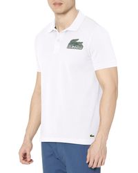 Lacoste - Contemporary Collection's Short Sleeve Regular Fit Petit Pique Graphic Polo Shirt - Lyst