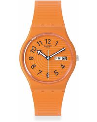 Swatch - Gent Biosourced Watch Casual Plastic Orange Quartz Waterproof Trendy Lines In Sienna - Lyst