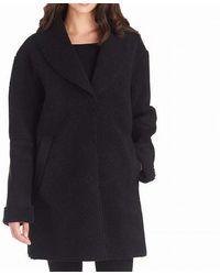 Kensie - Shawl Collar Faux Shearling Coat With Snap Front - Lyst