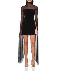 Norma Kamali - Ribbon Sleeve Turtleneck Mini Dress W/mesh - Lyst
