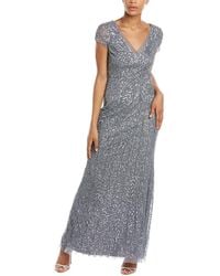 Adrianna Papell - Beaded Mermaid Gown Grey - Lyst