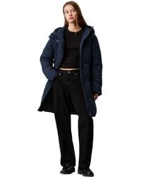 Calvin Klein - Calvin Klein 's Long Puffer Coat With Logo Belt - Lyst