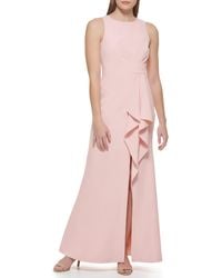 Eliza J - Gown Style Stretch Crepe Sleeveless Jewel Neck Dress - Lyst