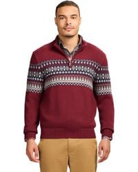 Izod - Holiday Quarter Zip Pullover Sweater - Lyst