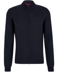 HUGO - Slim-fit Zip-up Knitted Jacket In Virgin Wool - Lyst