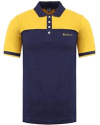 Ben Sherman - Short Sleeve Collared Navy Yellow Block S Polo Shirt 0074696 054 - Lyst