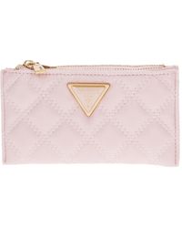 Guess - Giully Slg Double Zip Coin Purse Light Rose - Lyst