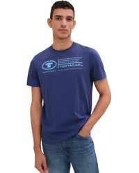 Tom Tailor - Basic T-Shirt mit Print aus Baumwolle - Lyst