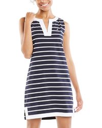 Nautica - Breton Stripes Sleeveless V-neck Stretch Cotton Polo Dress Dress - Lyst